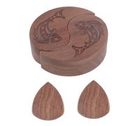 Caja de almacenamiento portátil para púas de guitarra, contenedor de madera de plexiglás, giratorio, abierto, estuche de almacenamiento para púas de guitarra