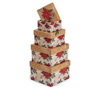 Caja de almacenamiento rectangular con tapa, caja de regalo de Navidad, cajas de cartón, cajas organizadoras, cajas de regalo para regalos, juguetes, paquete de regalo, juego de 4