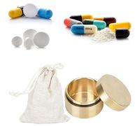 Caja de Almacenamiento Redonda Pastillero Estuche de Latón Impermeable Al Aire Contenedor de Latón Completamente Sellado Contenedor de Accesorios Mini Impermeable a Prueba (M)