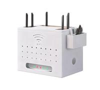 Caja De Almacenamiento Router WiFi De Acero Con Tapa De Madera, Organizadora De Escritorio Para Modem, Decodificador Y Cables, Estante Oculto Para Gestión De Cables, Sin Instalación, Soporte De Pie