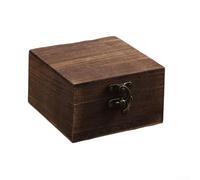 Caja de almacenamiento rústica con tapa abatible hecha de madera maciza con diseño atemporal para guardar objetos pequeños como baratijas o fichas (color oscuro)