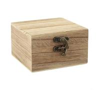 Caja de almacenamiento rústica con tapa abatible hecha de madera maciza con diseño atemporal para guardar objetos pequeños como baratijas o fichas (color claro)