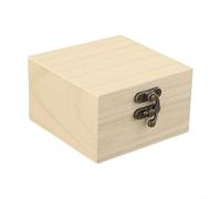 Caja de almacenamiento rústica de madera maciza con diseño atemporal para guardar objetos pequeños como baratijas o fichas (madera cruda)