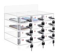 Caja De Almacenamiento Segura De Acrílico Transparente para Teléfonos Móviles Ideal para Aulas Oficinas Exámenes Y Taquillas De Personal Una Puerta Una Cerradura(12bits)