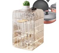 Caja de almacenamiento transparente de escritorio,caja de almacenamiento transparente para maquillaje | Caja de almacenamiento a prueba de polvo, organizador de tazas transparente,Organizador de