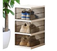 Caja de almacenamiento transparente para zapatos, plegable, apilable, para entrada, dormitorio, oficina, dormitorio, contenedor transparente para zapatos para decoración del hogar y ahorro de espacio