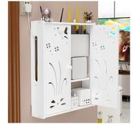 Caja de almacenamiento WiFi con persianas, estantes flotantes blancos, caja de almacenamiento para enrutador WiFi de pared, soporte de pared para módem de enrutador (color: blanco B, tamaño: 42 x 10