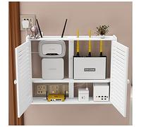 Caja De Almacenamiento WiFi Montaje En La Pared WiFi Router Set Top Cabinet Persianas Decorativas Estantes Flotantes Regleta De Alimentación Y Estante De Almacenamiento De Gestión De Cables