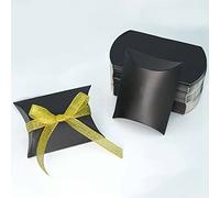 Caja de almohada de papel kraft negro, kit de cajas de regalo con cinta dorada, regalos de boda, baby shower, cumpleaños, graduación, fiesta, suministros de agradecimiento, 50 unidades