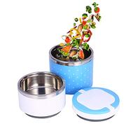 Caja de almuerzo aislada de 2 capas, caja de almuerzo termo térmica con contenedor para alimentos calientes de acero inoxidable, cajas de alimentos aisladas, para la escuela camping (azul)