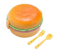 Caja De Almuerzo De 3 Niveles - Contenedor De Alimentos Hamburguesa Con Cuchara | Contenedor De Almuerzo A Prueba De Prueba, Caja De Almuerzo De Hamburguesa Linda Portátil Perfecta, Contenedor De