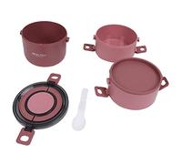 Caja de Almuerzo de Acero Inoxidable, Caja de Bocadillos de Acero Inoxidable Portátil 2200 Ml de Tres Capas de Diseño de Compartimento Desmontable Redonda para la Escuela de la Oficina en Casa (Xiya
