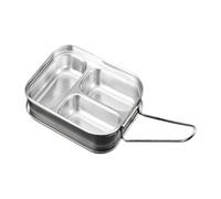 Caja De Almuerzo De Acero Inoxidable - Contenedor De Almuerzo De Doble Capa Con 3 Compartimentos | Caja De Almacenamiento De Alimentos De Gran Capacidad, Caja De Almuerzo A Prueba Con Mango Para En