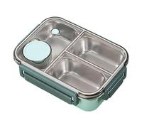 Caja de almuerzo de acero inoxidable para niños, caja de almuerzo de acero inoxidable impresa Vista impermeable con 3 compartimentos - Caja de almuerzo para adultos - Gran capacidad - Caja de ensalada