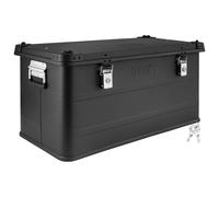 Caja de aluminio con tapa, color negro, caja de aluminio, 90 litros, caja de transporte, caja de metal, caja de almacenamiento de aluminio, con cerradura, caja de metal Trucky