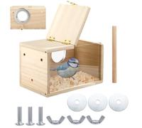 Caja de anidación de pájaros para periquitos, jaula de cría de madera con ventana transparente, percha para tortolitos, loros, canarios y pinzones