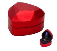 Caja de Anillo con Luz LED, Caja de Anillo de Terciopelo, Caja de Regalo de Joyería con Luz LED, Caja de Anillo para Propuesta, Caja Anillo de Corazón para Propuesta Compromiso Boda Festival, Rojo