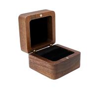 Caja de anillo de madera - Elegante caja de pendientes rústicos, soporte de exhibición del anillo | Estuche de almacenamiento de joyas portátil para compromiso, propuesta, ceremonia de boda,