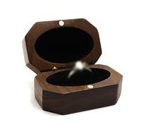 Caja de Anillos Caja de anillos propuesta, caja almacenamiento un solo anillo, madera Vintage creativa para Propuesta de Compromiso de Boda(Schwarz)