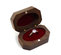 Caja de Anillos Caja de anillos propuesta, caja almacenamiento un solo anillo, madera Vintage creativa para Propuesta de Compromiso de Boda(Rouge)