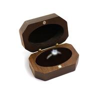 Caja de Anillos Caja de anillos propuesta, caja almacenamiento un solo anillo, madera Vintage creativa para Propuesta de Compromiso de Boda(Coffee)