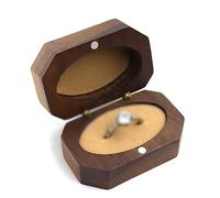 Caja de Anillos de Madera Caja de anillos propuesta, caja almacenamiento un solo anillo, madera Vintage creativa para Almacenamiento y Colocación(Champagne)