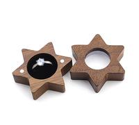 Caja de Anillos de Madera Wooden Vintage Jewellery Box Single Ring para Almacenamiento y Colocación(Schwarz)