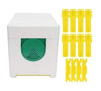 Caja de apareamiento para abejas reina, caja de polinización para apicultura, mini caja reina de espuma y plástico con accesorios amarillos, colmena ligera y portátil para Apis