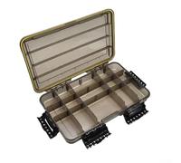 Caja de aparejos de pesca compacta e impermeable con secciones separadas para anzuelos y cebos, a prueba de golpes y resistente, cierre de seguridad y agujeros de drenaje (tamaño mediano)