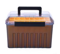 Caja de aparejos de pesca con 24 compartimentos, ABS + PP para organizar anzuelos y señuelos, diseño de agujero de drenaje, 24 x 17,5 x 16 cm