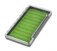 Caja de aparejos de pesca con mosca de plástico con tira de silicona impermeable y tapa transparente para una protección eficaz contra moscas y anzuelos (diente de sierra grande)
