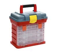 Caja de aparejos de pesca de 4 capas, caja de pesca para barco de mar, estuche portátil para accesorios con asas para almacenamiento