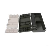 Caja de aparejos de pesca de carpa, caja de almacenamiento impermeable de PVC con 10 pines de aparejo para gancho, tijeras y herramientas, color negro