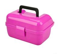 Caja de aparejos de pesca de dos niveles para mini señuelos con 6 ranuras superiores dedicadas y generoso compartimento inferior, apertura de 180 grados, material de polipropileno resistente (rosa)