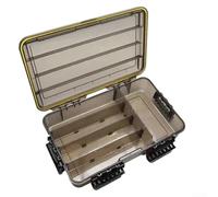 Caja de aparejos de pesca impermeable con compartimentos resistentes, pestillo de seguridad y agujeros de drenaje, diseñada para organizar ganchos y accesorios de pesca (grande)