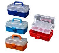 Caja de aparejos de pesca multifuncional de 3 capas, organizador de almacenamiento práctico para pequeñas joyas y herramientas (a)