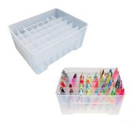 Caja de aparejos de pesca organizada con 40 compartimentos para almacenamiento de señuelos de madera de camarones y pulpos con agujeros de drenaje y construcción de polipropileno