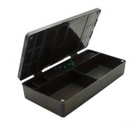 Caja de aparejos de pesca para carpa con cierre magnético y 10 pines de aparejo, compartimento grande y profundo para carretes de gancho, herramientas de aparejo, tijeras y almacenamiento de línea