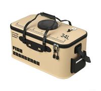 Caja de aparejos de pesca plegable, caja de almacenamiento de señuelos EVA para equipos de pesca al aire libre, con mango reforzado y borde de acero, para camping y senderismo (40 cm)