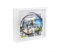 Caja de archivo de aventura de viaje de 8 x 8 pulgadas, solución de almacenamiento de madera blanca para recuerdos y boletos