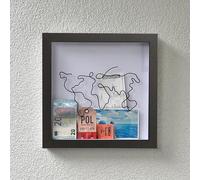 Caja de Archivo de Aventuras, Caja de Sombra de Viaje, Caja de Sombra de boletos con Ranura, Cajas de Memoria de 8 Pulgadas for Recuerdos, Porta boletos con diseño de Mapa Mundial y avión, Regalos de