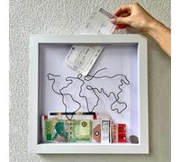 Caja de archivo de aventuras, caja de sombra de viaje, caja de sombra de boletos con ranura, cajas de memoria de 8 pulgadas for recuerdos, porta boletos con diseño de mapa mundial y avión, regalos de