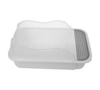 Caja de Arena Abierta para Gatos Antisalpicaduras con Pala, PVC Blanco | Base Estable y Entrada Baja, Retiene Arena, Ayuda Control de Olores, para Balcón y Hogares con Varios Gatos