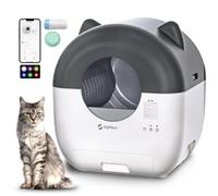 Caja de arena autolimpiable, 76 L, autolimpieza con control de aplicación, bajo ruido, protección de seguridad, bolsas de basura enrollables, desodorante y cepillo de limpieza para varios gatos
