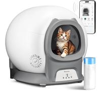 Caja de arena autolimpiable con sensores de seguridad automáticos para múltiples gatos, caja de arena automática para gatos, autolimpieza, eliminación de olores cubierta con control de aplicación