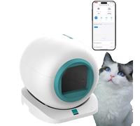 Caja de arena automática para gatos, bandeja de arena autolimpiable con puerta, robot inteligente de 65 litros con control remoto por aplicación y características de seguridad
