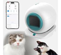 Caja de arena automática para gatos con control de olores y monitoreo por aplicación para hogares con varios gatos