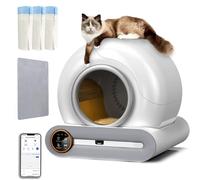 Caja De Arena AutomáTica para Gatos Robot De Caja De Arena Sin Pala con Autolimpieza con Capacidad De 65+9 L/ProteccióN De Seguridad/Control De AplicacióN, con Tapete/Bolsa,White