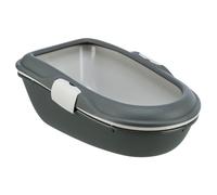 Trixie Bandeja Higiénica Arenero Gatos - Bandeja Sanitaria Gatera Arenero WC Gato Caja De Arena con Borde Berto 39 x 22 x 59 cm Gris