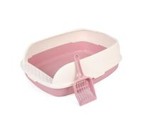 Caja de Arena Caja de Arena semicerrada for Gatos, Bandeja de Arena Abierta con Parte Superior Alta, antisalpicaduras, Inodoro for Gatos de Interior Grande(Rose)
